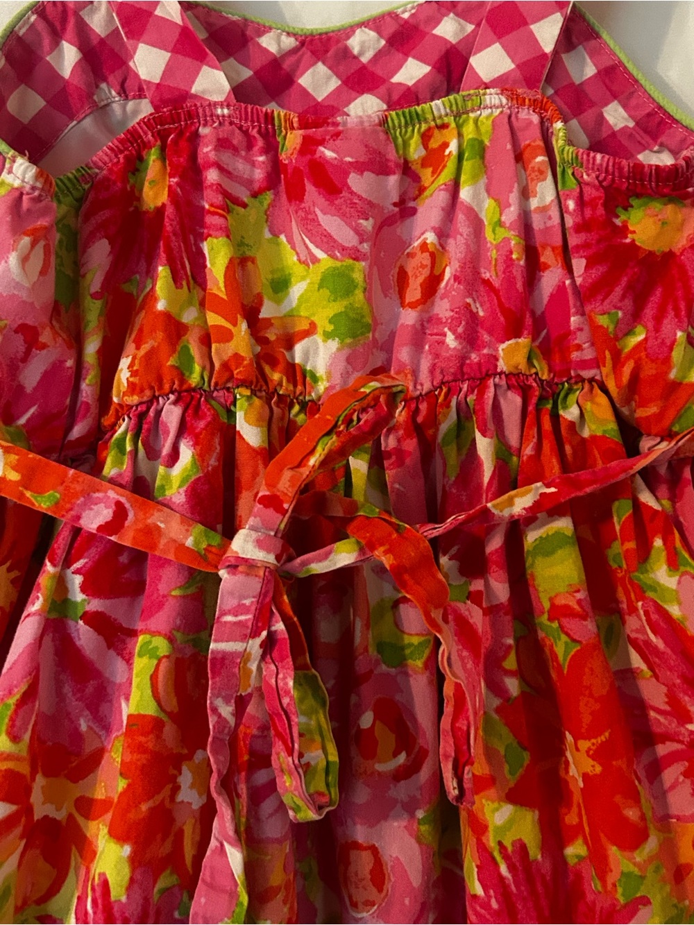 GIRLS 6X MULTI COLORED SLEEVELESS BACK TIE SUNDRESS - Picture 6 of 6